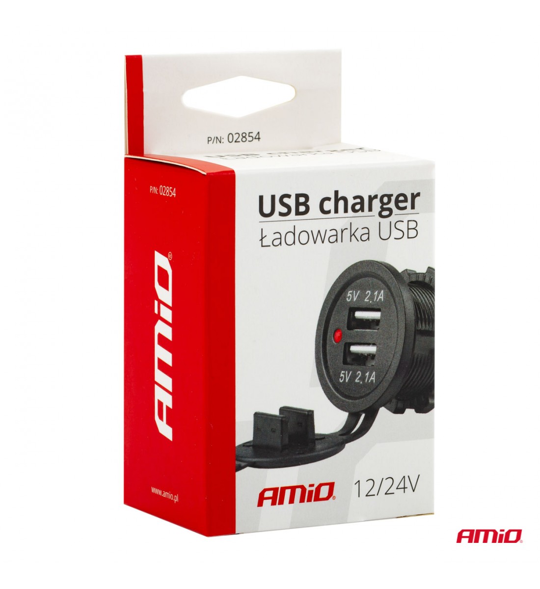 Încărcător rezistent la apă cu prize 2xUSB, 12/24V