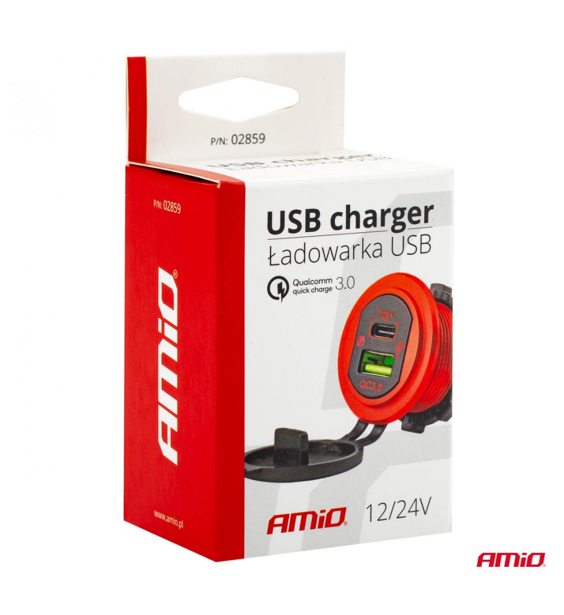 Priză de alimentare, rezistent la apa, USB+USB-C 12/24V