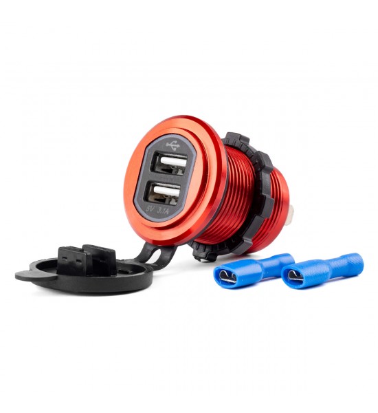 Priză de alimentare, rezistenta la apa, 2 x USB, 12-24V