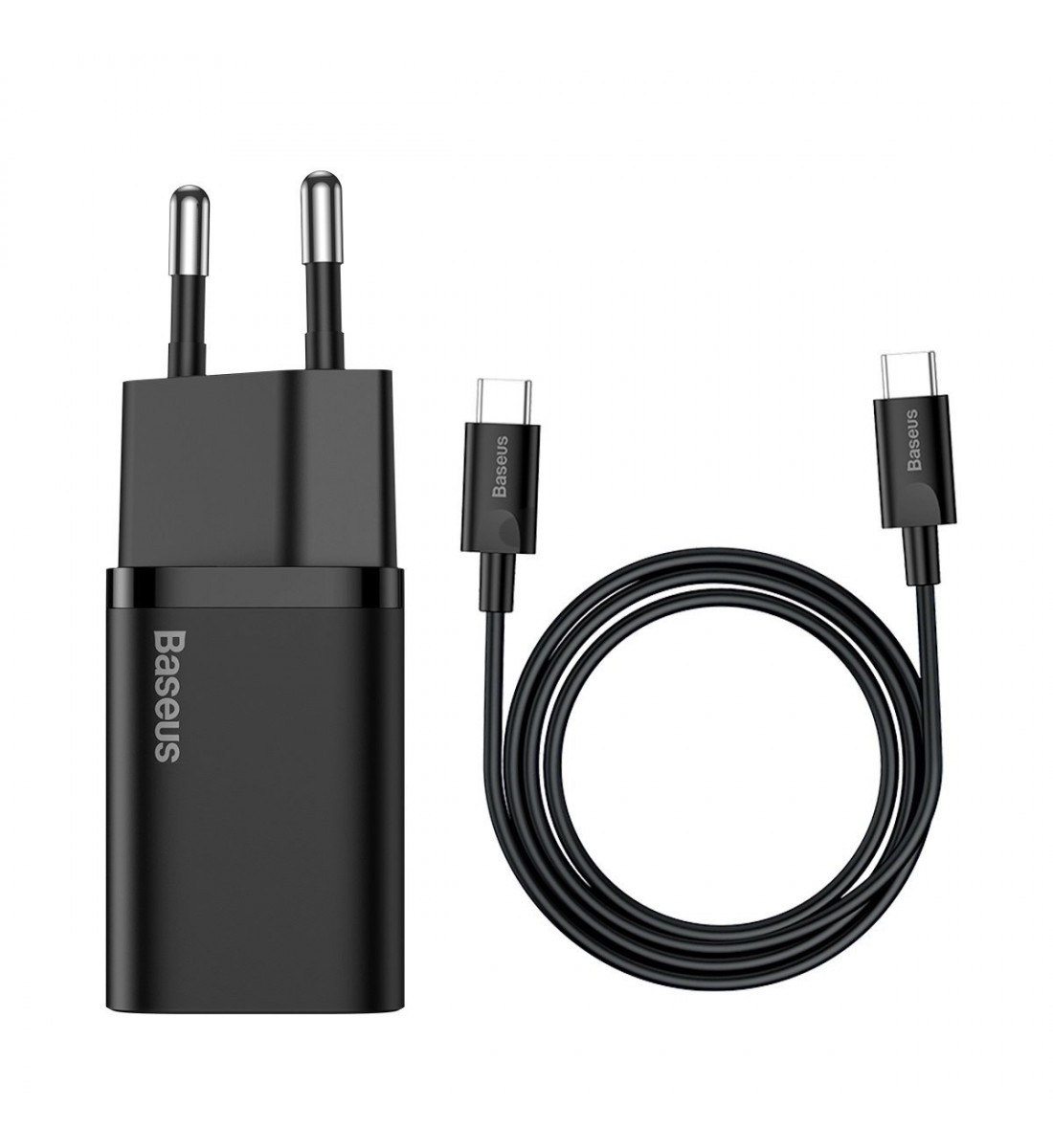 Priză de alimentare, 25W, USB-C, Baseus Mini, cablu USB-C, 100 cm, negru