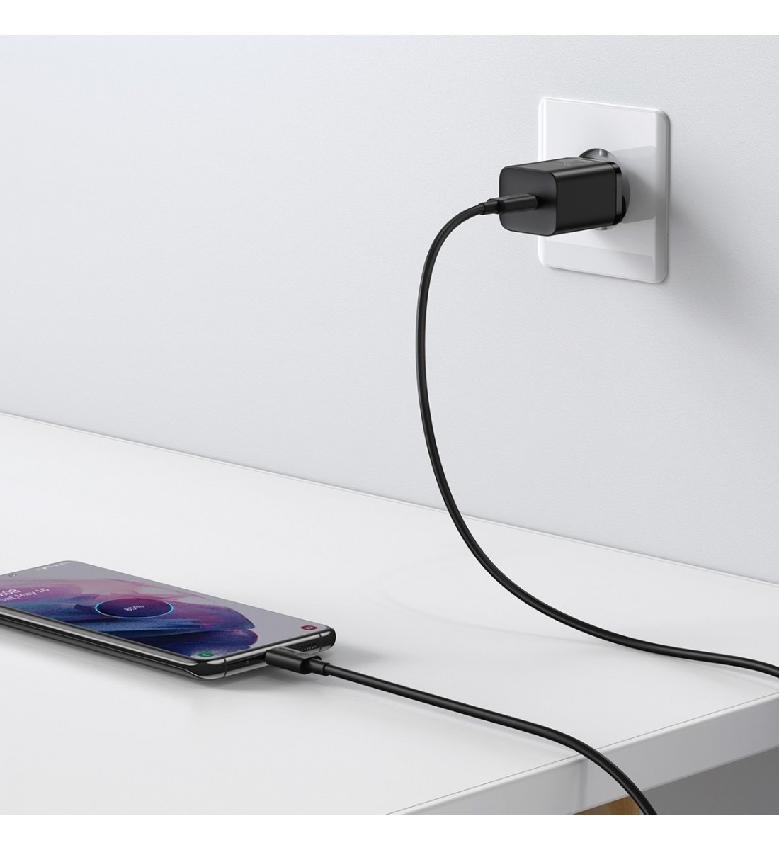 Priză de alimentare, 25W, USB-C, Baseus Mini, cablu USB-C, 100 cm, negru