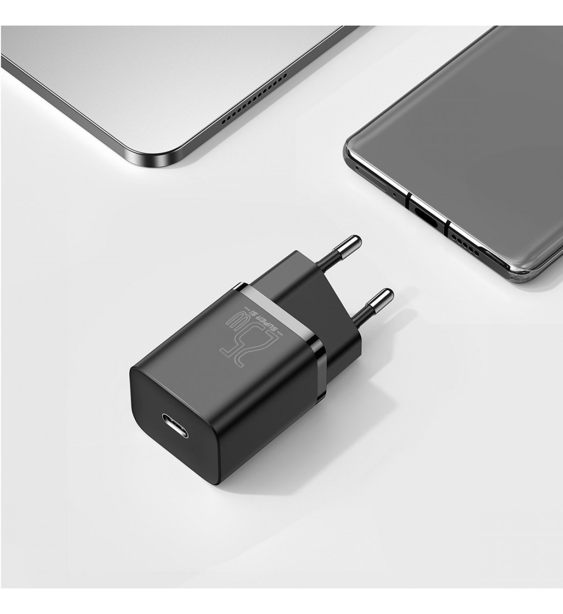 Priză de alimentare, 25W, USB-C, Baseus Mini, cablu USB-C, 100 cm, negru