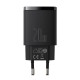 Incarcator priza, Baseus Compact Quick Charger, USB si USB-C, 20W negru