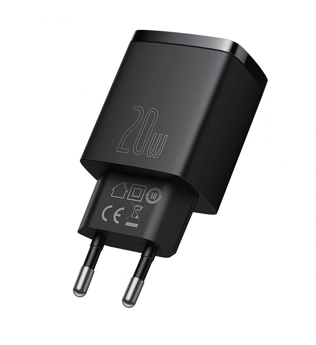 Incarcator priza, Baseus Compact Quick Charger, USB si USB-C, 20W negru