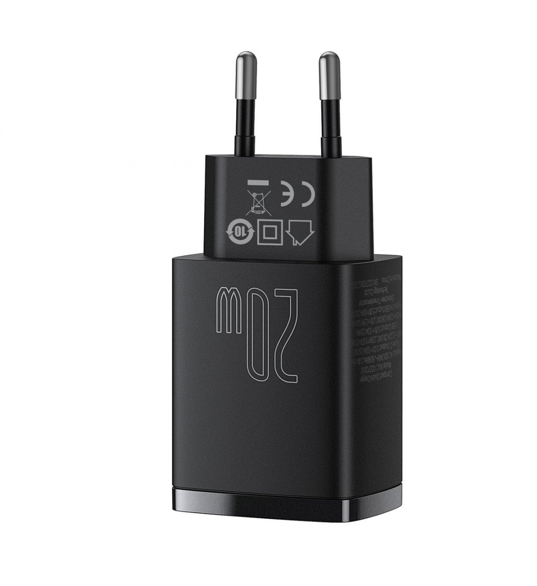 Incarcator priza, Baseus Compact Quick Charger, USB si USB-C, 20W negru