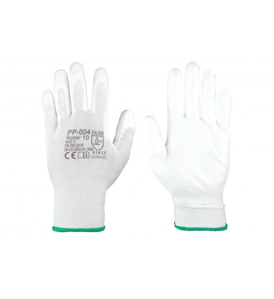 Mănuși de lucru, albe (cu strat de poliuretan), mărimea 8 Mănuși de lucru, albe (cu strat de poliuretan), mărimea 8