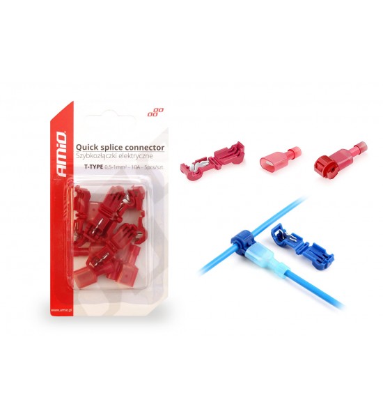 Conectori electrici rapizi, tip T 0,5-1mm2, 10A, 5 buc Conectori electrici rapizi, tip T 0,5-1mm2, 10A, 5 buc