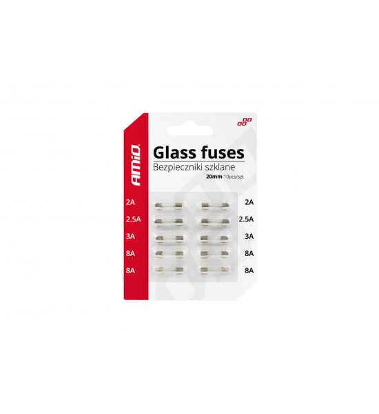 Mini siguranțe de sticlă, 20 mm, 10 buc
