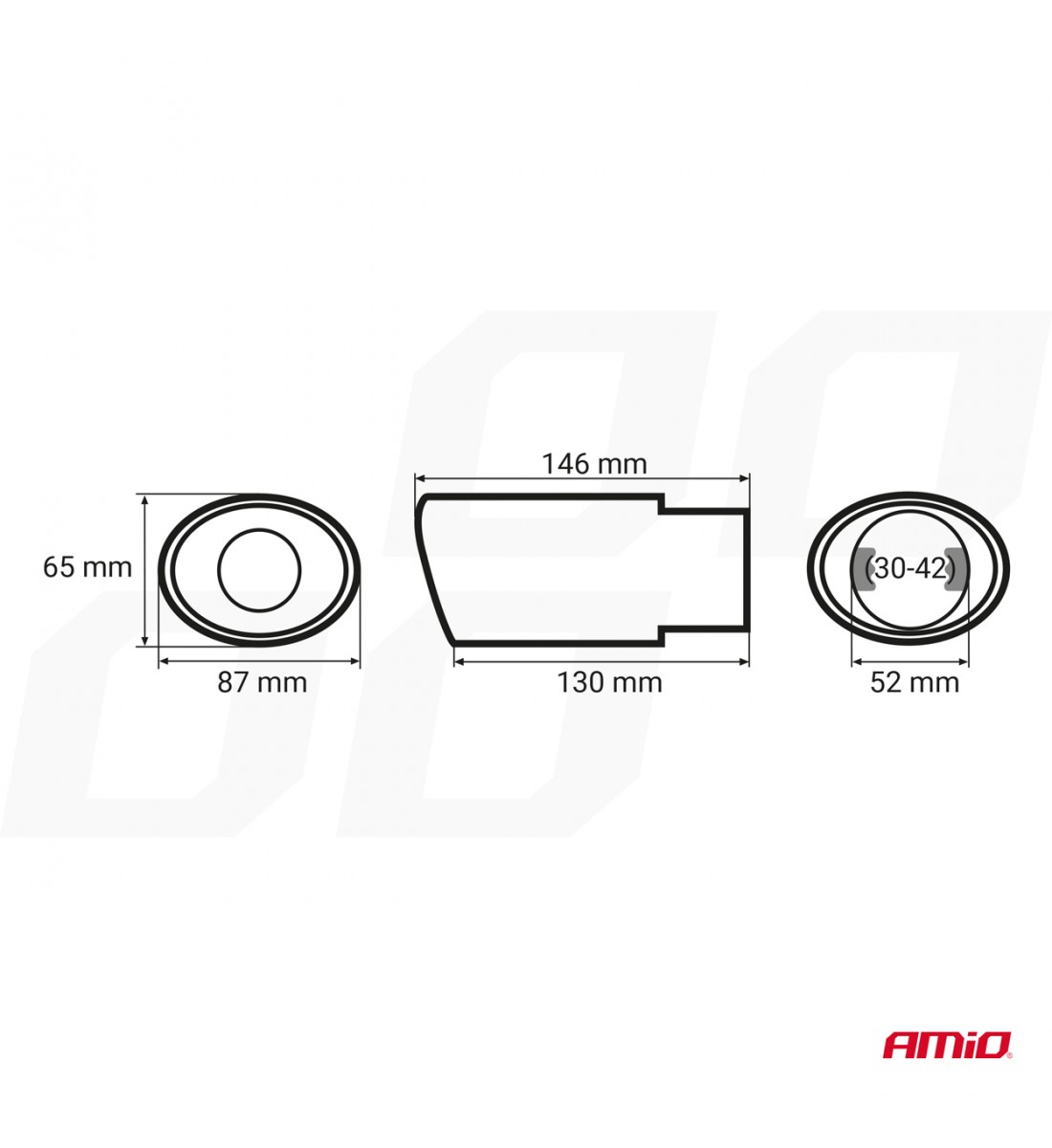 Ornament toba eșapament, universal, oțel inoxidabil, AMiO MT 003, 30 - 42 mm