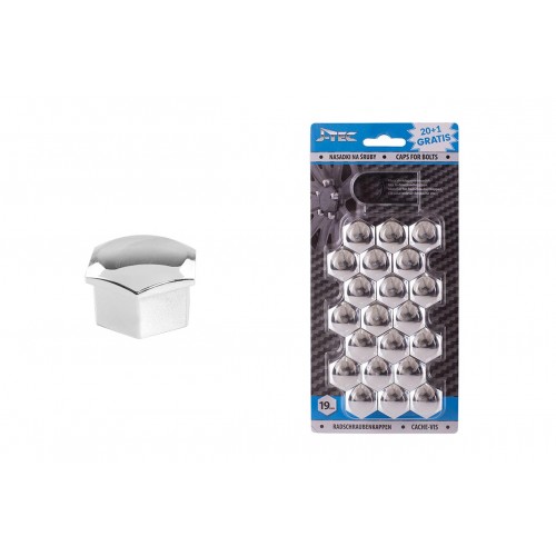 Capace prezoane, 21 buc, 19 mm, crom