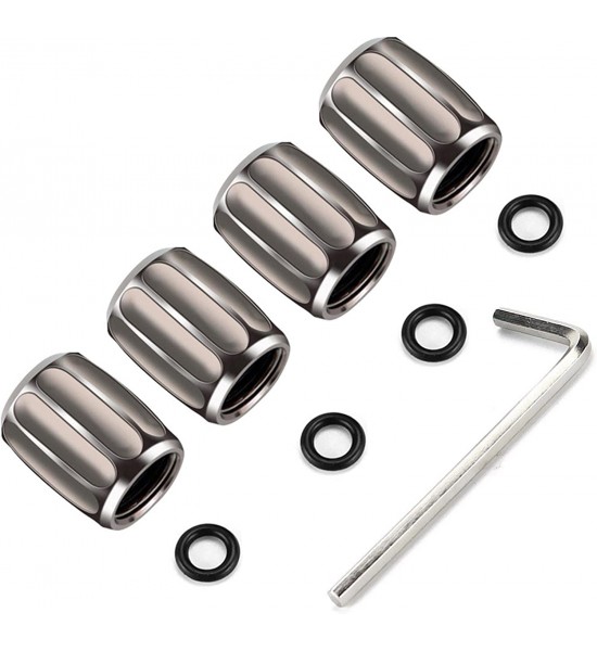 Set capacele valva auto, striații, universale, anti furt, negre Set capacele valva auto, striații, universale, anti furt, negre