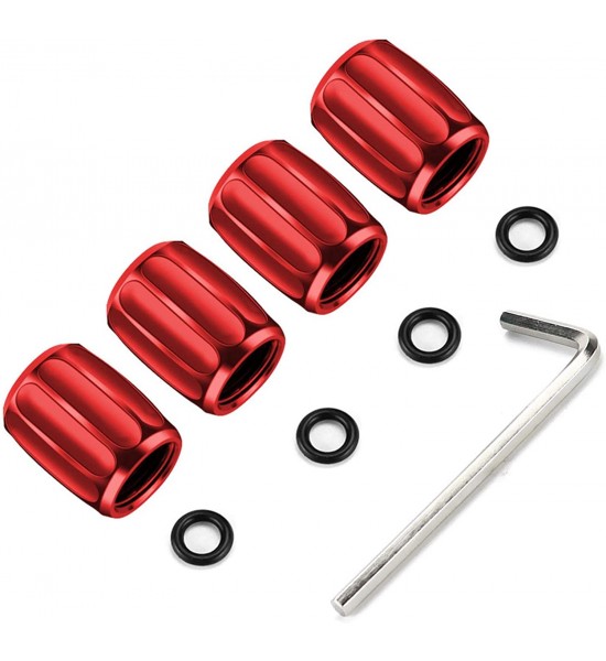 Set capacele valva auto, striații, universale, anti furt, roșii Set capacele valva auto, striații, universale, anti furt, roșii