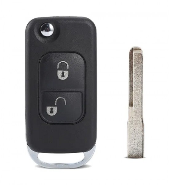 Carcasa cheie, Mercedes, briceag, 2 butoane, cu lamelă HU 64