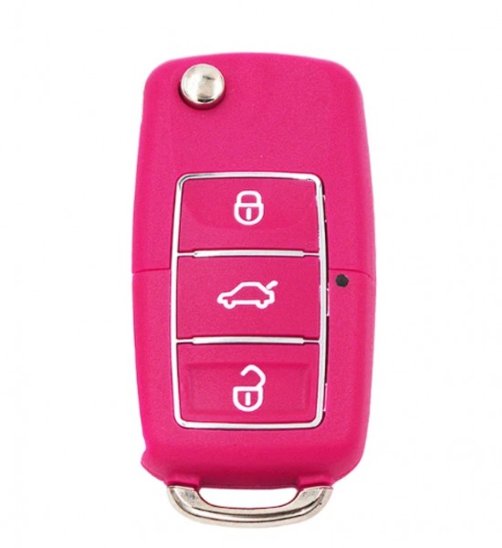 Carcasa cheie briceag VW, 3 butoane, roz-magenta Design NOU Carcasa cheie briceag VW, 3 butoane, roz-magenta Design NOU