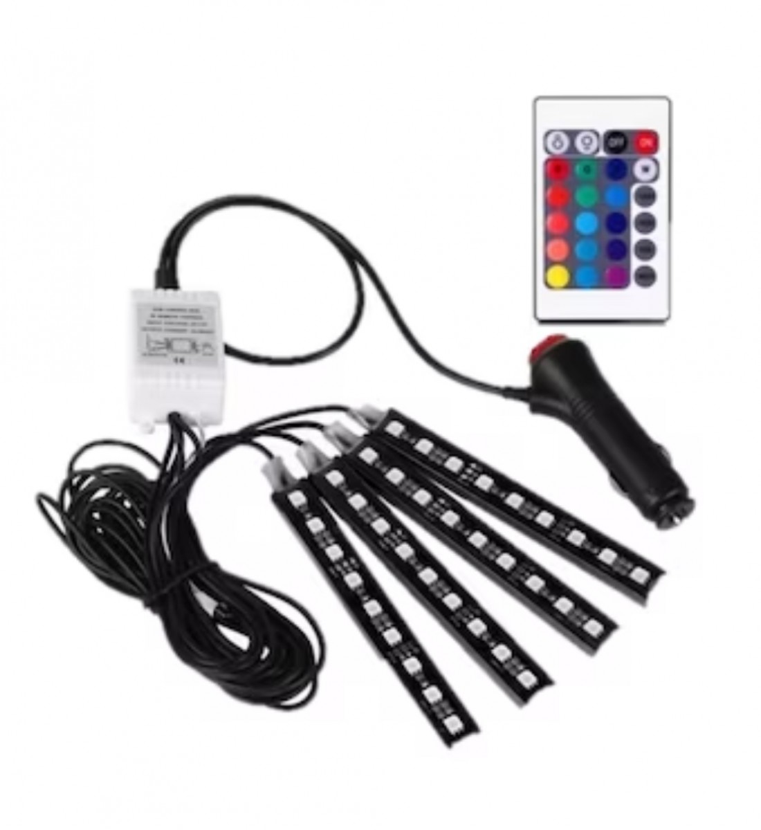 Leduri Ambientale Auto, RGB, 9SMD, telecomanda, 4 benzi