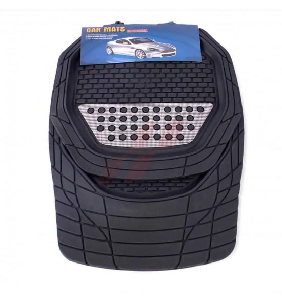 Set covorase fata si spate Universal 4 buc cauciuc impermeabil Negru+Argintiu