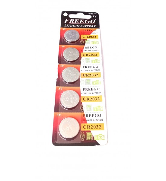 Baterie tip buton, Litiu, CR 2032, FREEGO, 3V, set 5 buc Baterie tip buton, Litiu, CR 2032, FREEGO, 3V, set 5 buc