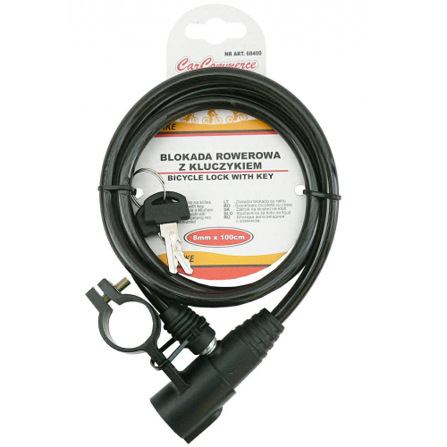Antifurt bicicleta cablu otel, fi 8mm, 100cm, cu cheie