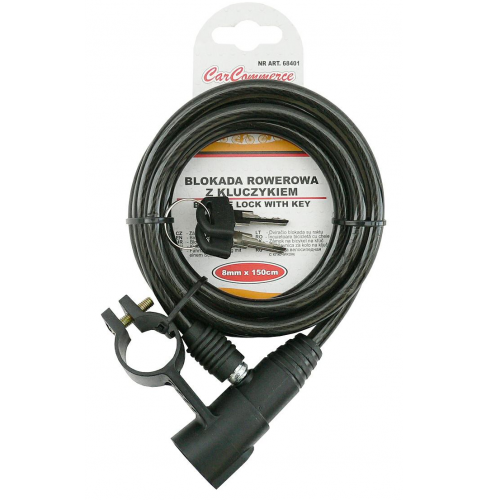 Antifurt bicicleta, cablu otel fi 8mm, 150cm, cu cheie