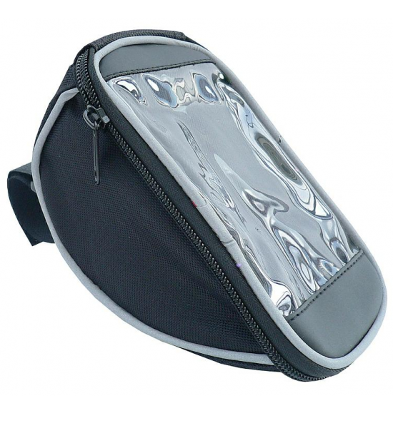 Borseta bicicleta cu husa telefon, prindere pe ghidon, neagra Borseta bicicleta cu husa telefon, prindere pe ghidon, neagra