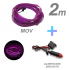 Fir cu neon, mov, 2 metri, 12V, alimentare bricheta 