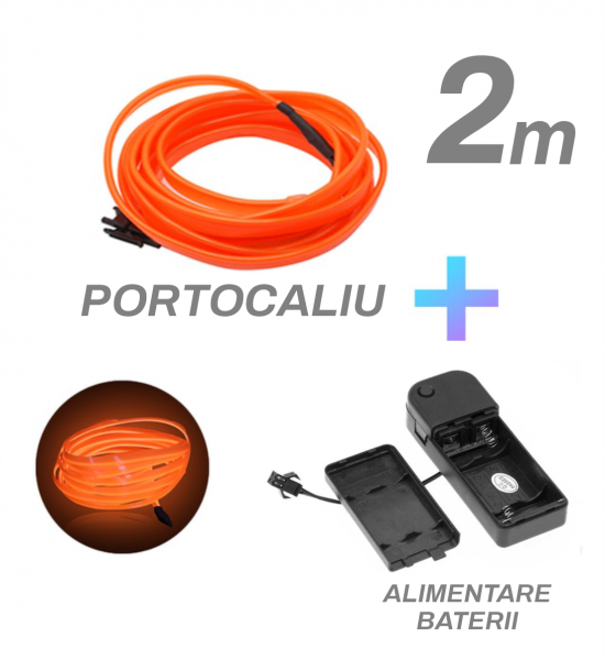 Fir cu neon, portocaliu, 2M, 3V, alimentare baterii