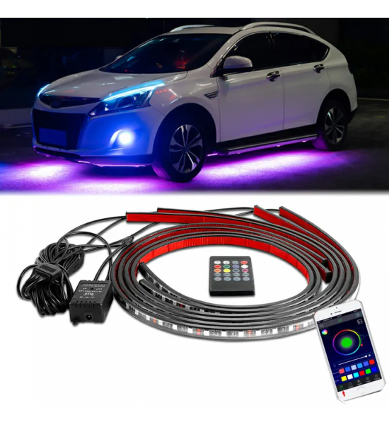 KIT ILUMINARE SUB MASINA, LED RGB, MULTICOLOR, BLUETOOTH SI CONTROL DIN TELEFON, 2 BUC X 60 CM SI 2 BUC X 120 CM KIT ILUMINARE SUB MASINA, LED RGB, MULTICOLOR, BLUETOOTH SI CONTROL DIN TELEFON, 2 BUC X 60 CM SI 2 BUC X 120 CM