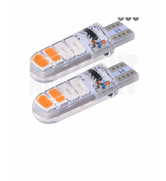 Set 2 Becuri  Auto, W5W/T10/501, 8  SMD tip 5630, Culoare Dubla Alb + Galben, 12v