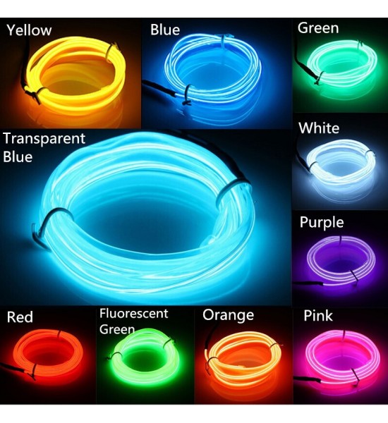 Fir cu neon 5 metri 5V albastru deschis cu USB