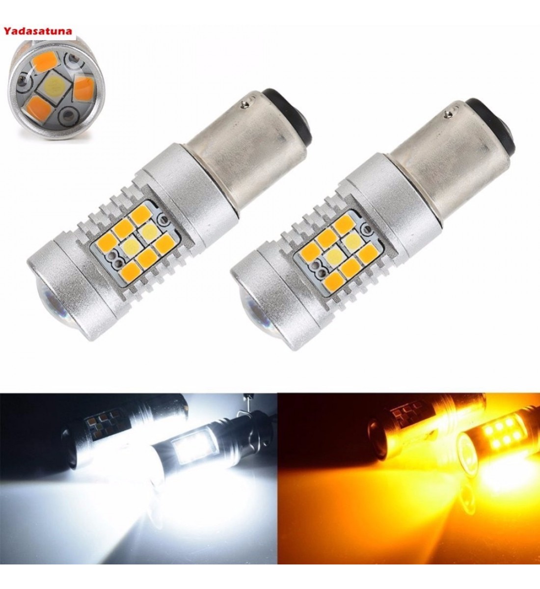 Set 2 becuri Auto, P21W/5W, 28 smd, stop frana, 12-24 V, Canbus