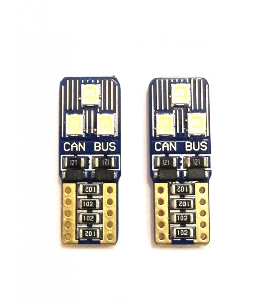 Set 2 Becuri Led Auto, W5W/T10/501, 3 leduri SMD tip 3030, 12v, Canbus, lumina alba