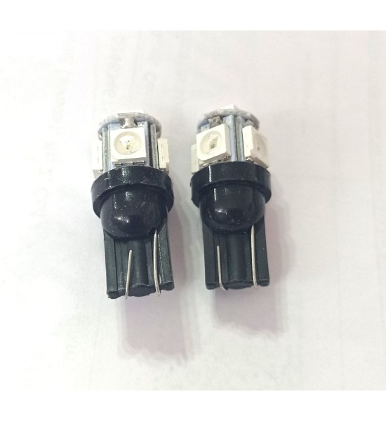 Set 2 Becuri  Auto, W5W/T10/501, 5  smd C, lumina RGB, 12v
