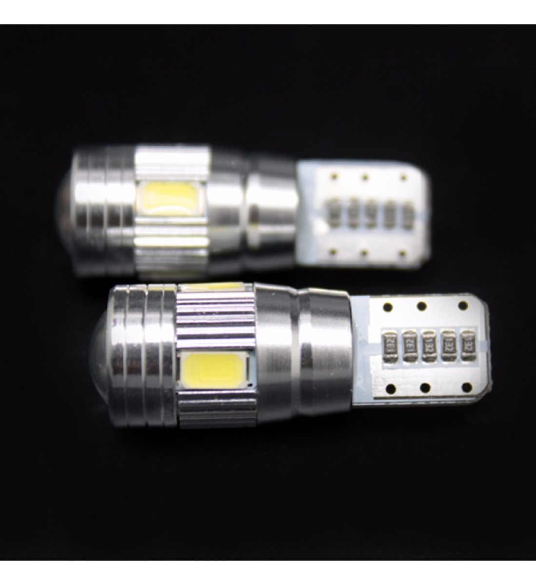 Set 2 Becuri Auto, W5W/T10/501, 6  smd, Canbus, cu lupa, lumina portocalie