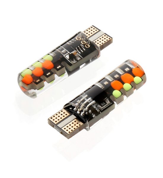 Set 2 Becuri  Auto, W5W/T10/501, COB, Flash, lumina RGB, 12v
