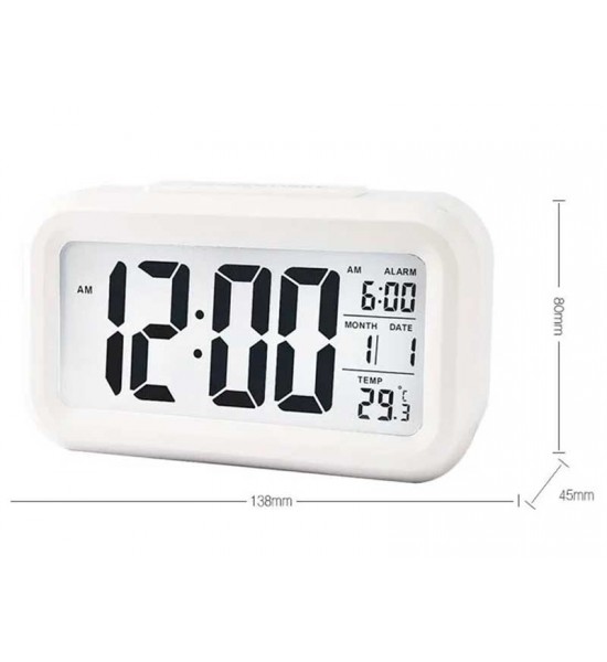 Ceas Digital LED cu Funcții Multiple, Alb Ceas Digital LED cu Funcții Multiple, Alb