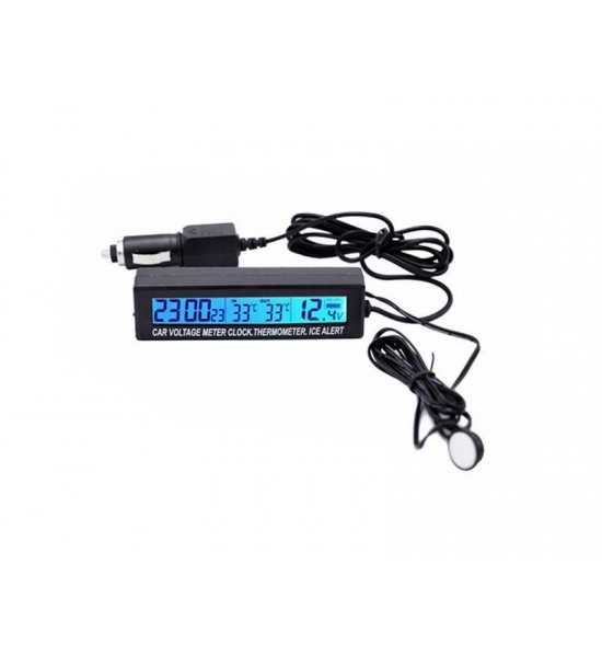 Ceas cu termometru exterior-interior si voltmetru auto Ceas cu termometru exterior-interior si voltmetru auto