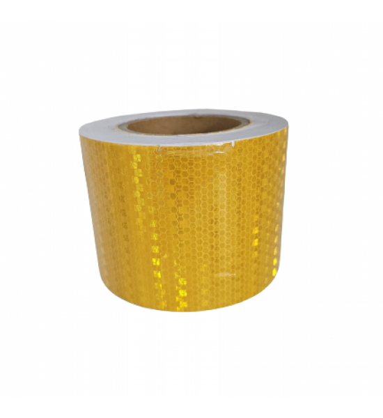 Rola banda reflectorizanta fagure galbena 25m x 10 cm