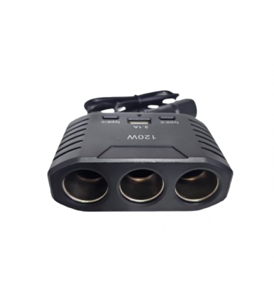 Incarcator bricheta 3 Cai ,cu usb si  2 mufe Tip C