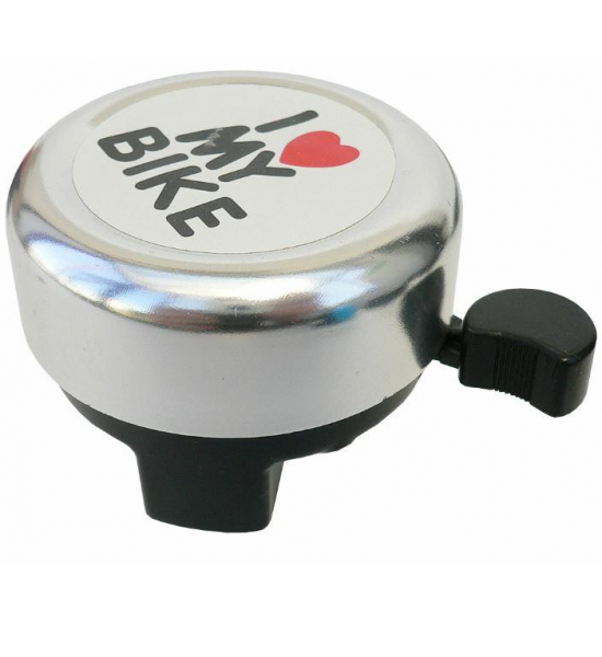 Sonerie bicicleta, I LOVE MY BIKE, argintie