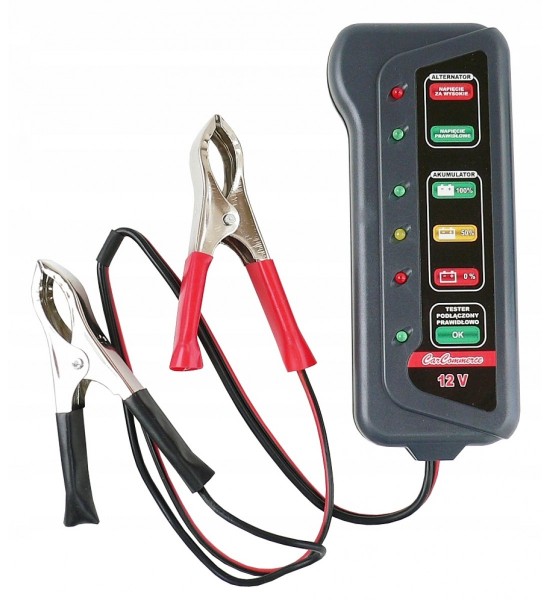 Tester electronic pentru baterii si alternator, 12 V, Negru