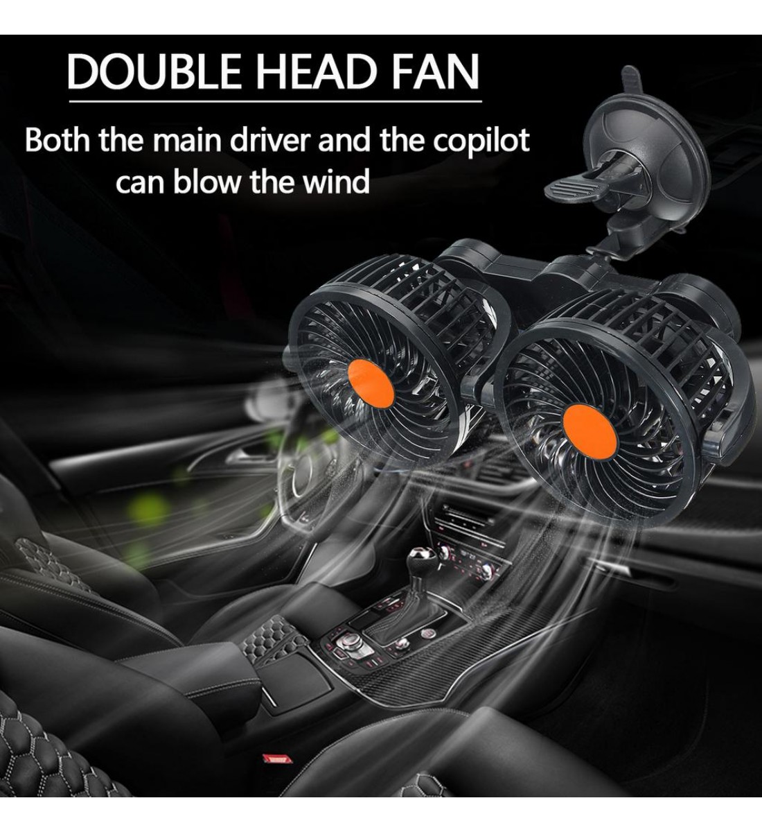 Ventilator dublu auto, 24 V, 7 W, 4 inci, Negru Ventilator dublu auto, 24 V, 7 W, 4 inci, Negru