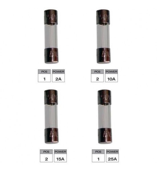 Sigurante  de sticlă - 2 amperi / 10 amperi / 15 amperi / 25 amperi, 6 buc