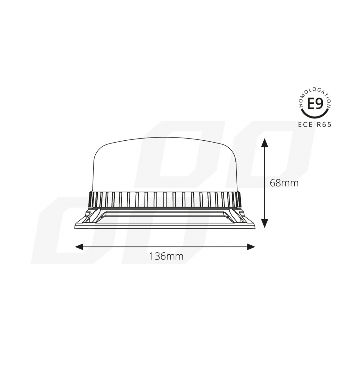 Lampa de avertizare W03B 3BOLT R65 R10 36LED 12/24V IP56