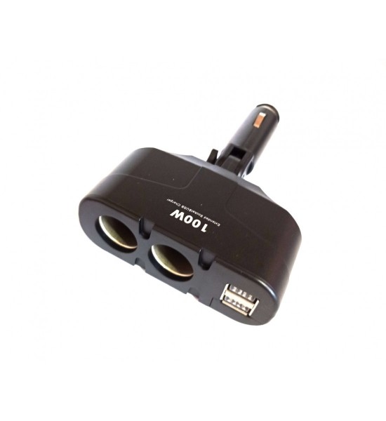 Încărcător auto, brichetă, 2 ieșiri + 2 USB, 12 sau 24V, 100W Încărcător auto, brichetă, 2 ieșiri + 2 USB, 12 sau 24V, 100W